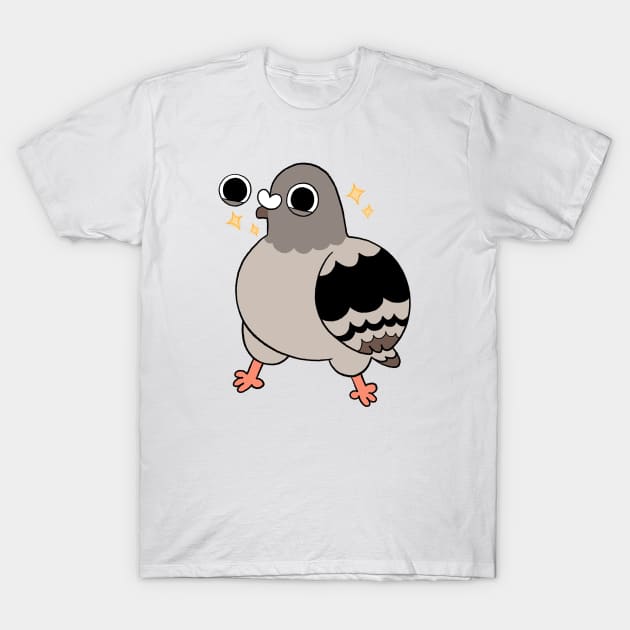 Happy Pigeon T-Shirt by chuckdrawsthings